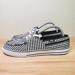 Vans Women's Size 9.5 Skate Shoe Black White Gingham Checkered Fisherman Coastal